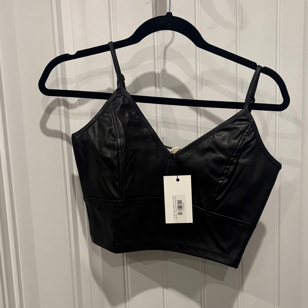 Black Faux Leather Crop Top